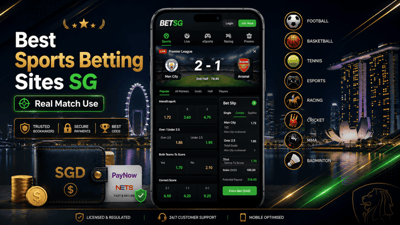 Sports betting sites in Singapore shown on a mobile sportsbook screen during a live football match